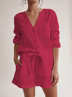 Ladies' summer pajamas made of pure cotton gauze