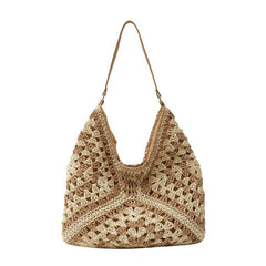 Large capacity woven bag, women's new fashionable single shoulder grass woven bag