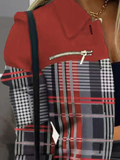 Long sleeved button color blocked printed lapel commuter suit for women