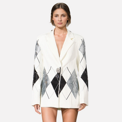 Luxury casual small suit with fashionable patchwork sequin design one button suit jacket for women
