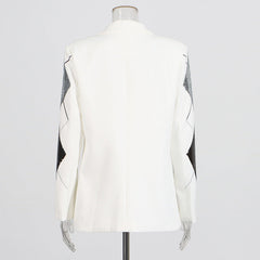 Luxury casual small suit with fashionable patchwork sequin design one button suit jacket for women