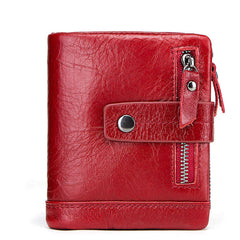 Men's Bag Zipper Buckle Multi-Card First Layer Cowhide Coin Purse Short Leather Men's Wallet