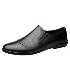 Men's bean shoes, genuine leather, fashionable, trendy, casual, youth flat bottom, low top lazy shoes