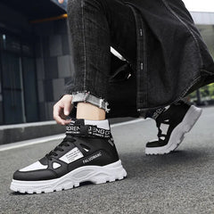 Men's Boots New Casual Fashion Men's Ankle Boots  Retro Sports Platform Sole Heightening Ankle Men Boots Lace-up Shoes for Men
