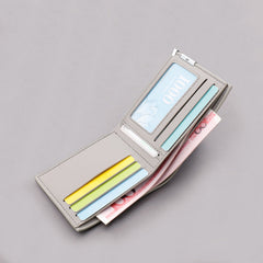 Men's Short Wallet Simple Ultra Thin Gray Can Hold Driver License Wallet Multi-Card Wallet Student Wallet