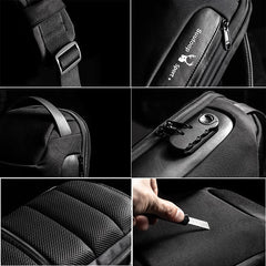 Men's Waterproof USB Oxford Crossbody Bag Anti-theft Shoulder Sling Bag Multifunction Short Travel Messenger Chest Pack For Male