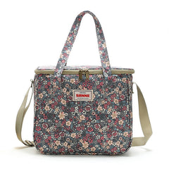 New Broken Flower Insulation Bag Large Capacity Student Lunch Box Bag Portable Aluminum Foil Ice Bag Outdoor Picnic Bag