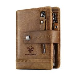 New Leather Wallet Crazy Horse Leather Zipper Buckle Wallet Leather Multifunctional Clutch