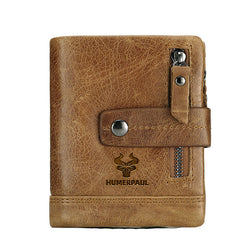 New Leather Wallet Crazy Horse Leather Zipper Buckle Wallet Leather Multifunctional Clutch