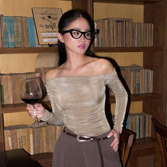 One shoulder long sleeved top as a base for women's clothing