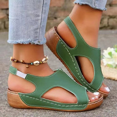 Peep Toe Cutout Wedge Sandals