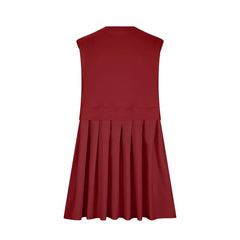 Pleated Round Neck Sleeveless Mini Dress