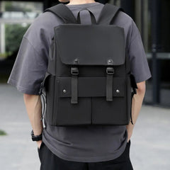 PU Leather Multi-Pockets Adjustable Strap Backpack Bag