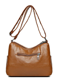 PU Leather Multi Pockets Adjustable Strap Shoulder Bag