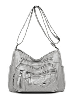 PU Leather Multi Pockets Adjustable Strap Shoulder Bag