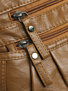 PU Leather Ruched Adjustable Strap Shoulder Bag