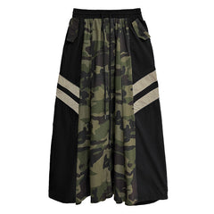 Retro camouflage leopard print denim high waisted skirt