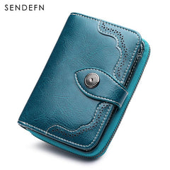 Sendefn  Small Wallet Casual Women's Purses Split Leather Quality Short Money Bag