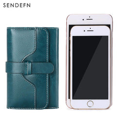 Sendefn  Wallet-female Short Women's Hasp Women Purse Split Leather With Coin Pocket Mini