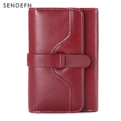 Sendefn  Wallet-female Short Women's Hasp Women Purse Split Leather With Coin Pocket Mini
