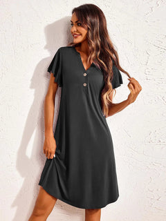 Short sleeved V-neck home sleepwear dress