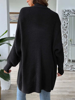 Simple and fashionable loose sweater with pearl nail beads cardigan
