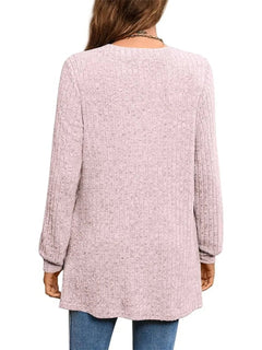 Slit Notched Pocketed Long Sleeve T-Shirt