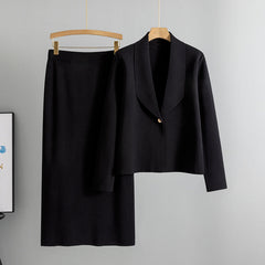 Small suit set skirt two-piece set temperament cardigan sweater jacket skirt set