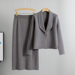 Small suit set skirt two-piece set temperament cardigan sweater jacket skirt set