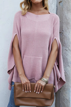 Solid color casual style plus size women's knitted sweater