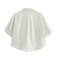 Solid color short shirt wide swing MIDI skirt