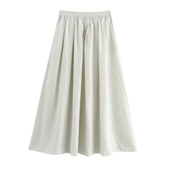 Solid color short shirt wide swing MIDI skirt