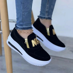 Sports single shoes sponge cake flat bottom side zipper color casual sports shoes