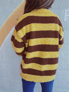 Striped Round Neck Long Sleeve Sweater