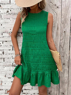 Tank top back lace up dress casual solid color