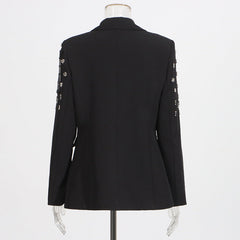 Temperament solid color small suit personality nail diamond tassel design suit jacket for women