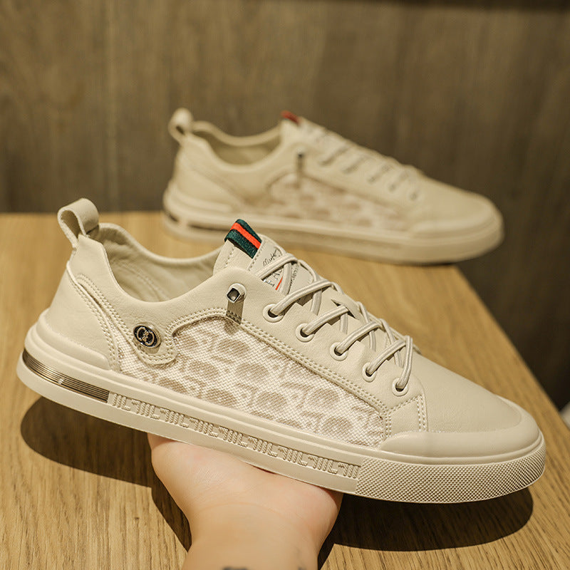 Trendy student casual sports shoes men's low cut lace up outer board shoes