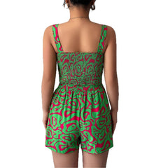 Two piece set of minimalist camisole printed shorts