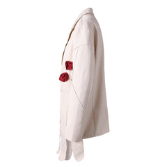 White snow rose three-dimensional flower decoration slim fit two button suit jacket
