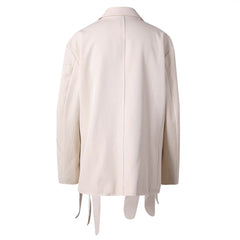 White snow rose three-dimensional flower decoration slim fit two button suit jacket