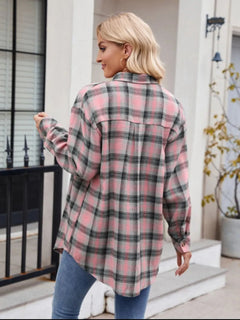 Women's casual fashion spicy girl loose checkered shirt for women