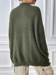 Women's simple casual cardigan autumn and winter new solid color sweater jacket